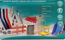 Upright parts, forks and attachment
